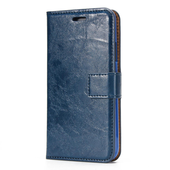 Crazy Horse Texture Detachable Magnetic Back Cover Horizontal Flip Leatherette Case with Holder & Card Slots & Photo Frame & Wallet - iPhone X / XS(Blue)