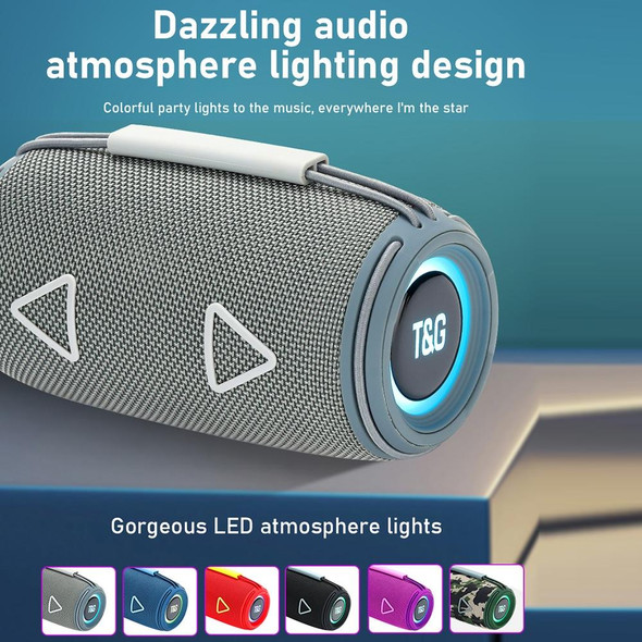 T&G TG-657 Portable Wireless 3D Stereo Subwoofer Bluetooth Speaker Support FM / LED Atmosphere Light(Grey)