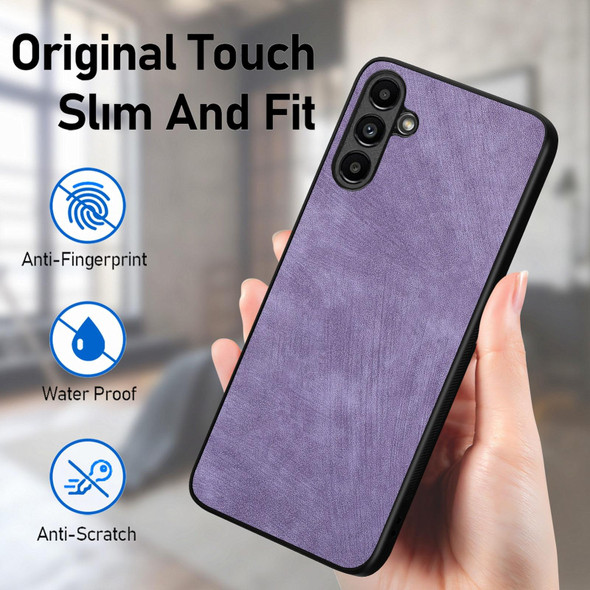 For Samsung Galaxy A54 5G Vintage Leatherette PC Back Cover Phone Case(Purple)