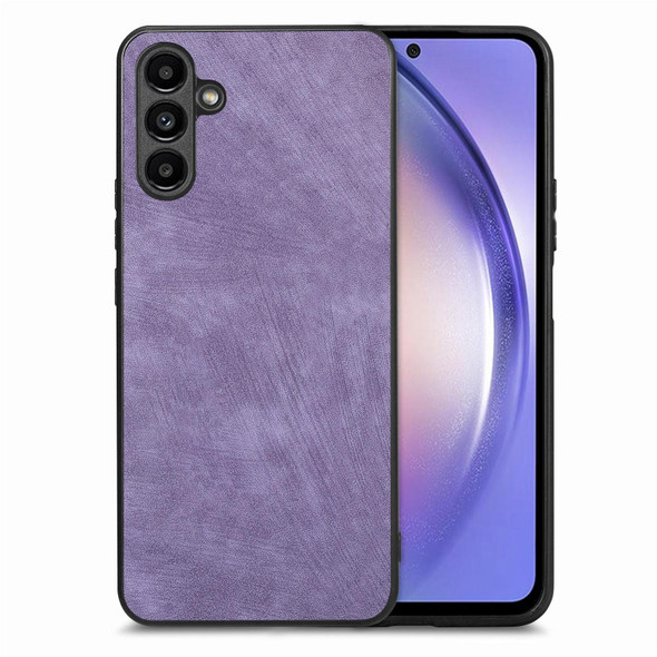 For Samsung Galaxy A54 5G Vintage Leatherette PC Back Cover Phone Case(Purple)