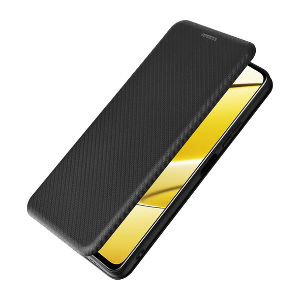 For Realme 11 5G / 11x Carbon Fiber Texture Flip Leatherette Phone Case(Black)