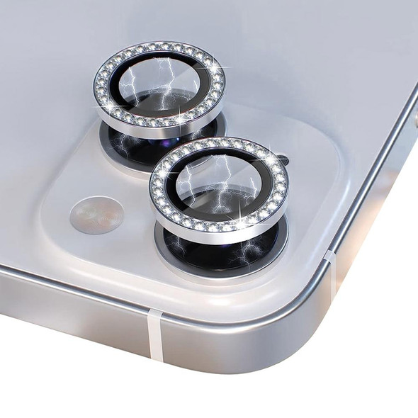 For iPhone 13 / 13 Mini NORTHJO Camera Lens Tempered Glass Metal Rhinestone Ring Film(Silver)