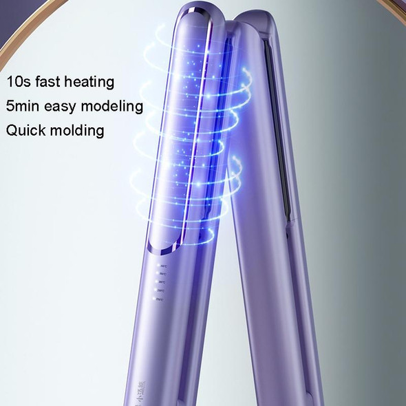 LTBEAR Negative Ion Straightening Curling Hair Wet and Dry Clipper Anti Hot Curling Iron, CN Plug(Purple)
