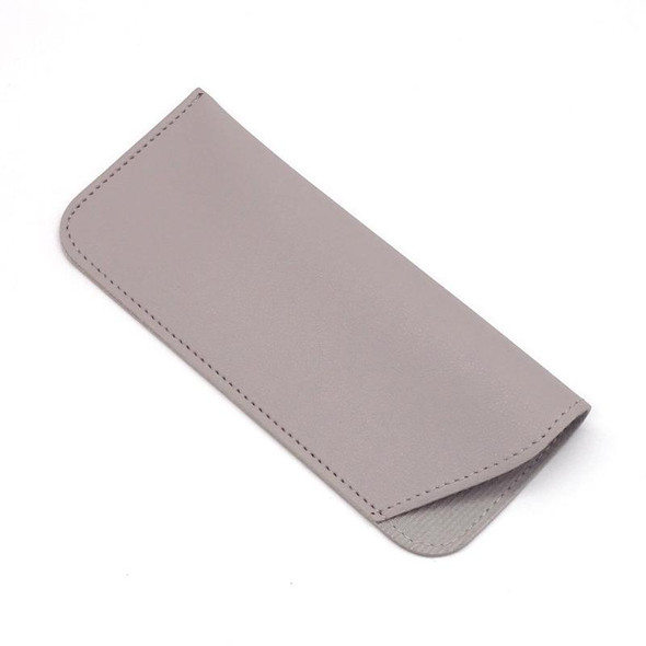 Thickened Leather Open Sunglasses Pouch Portable Dustproof Storage Bag, Size: Small 157 x 65mm(Light Grey)