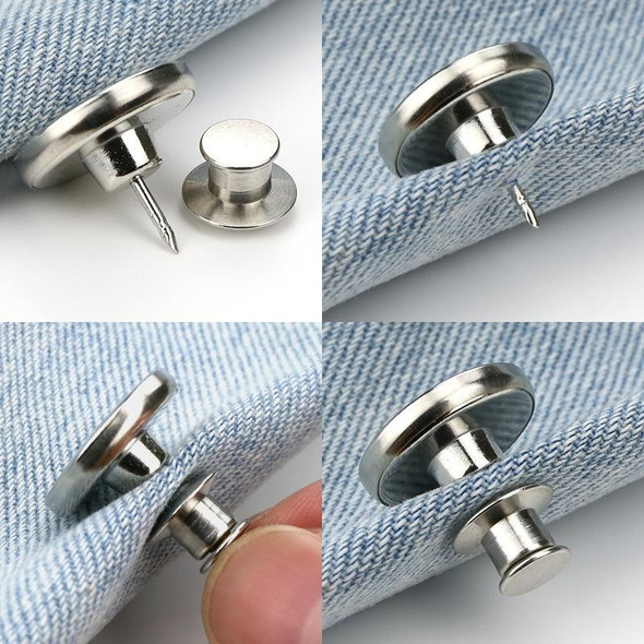 Waistband Buttons Staple Free Removable Buttons Pant No Sew Snap(Silver)