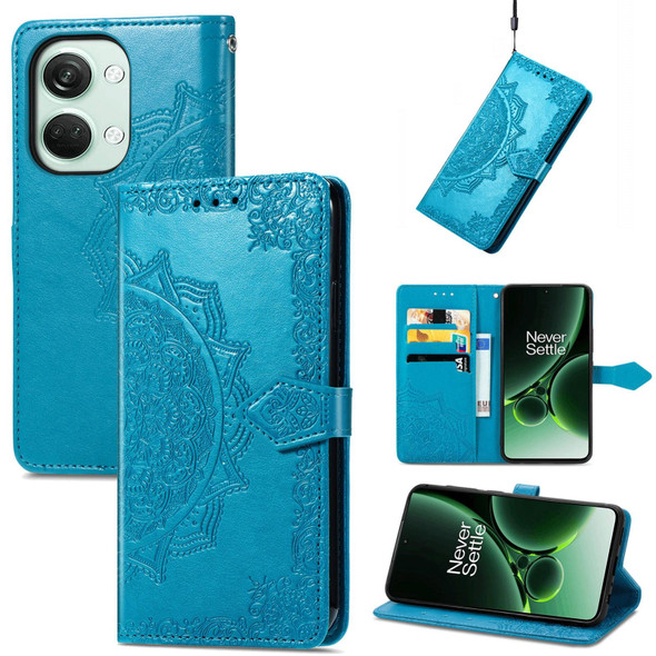 For OnePlus Nord 3 5G Mandala Flower Embossed Leatherette Phone Case(Blue)