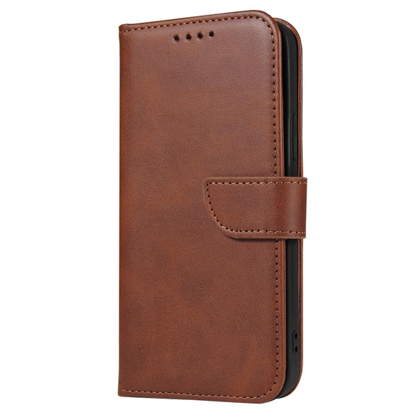 For iPhone 12 Pro Max Calf Texture Buckle Horizontal Flip Leatherette Case with Holder & Card Slots & Wallet(Brown)