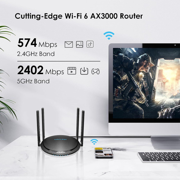 WAVLINK WN531MX3 Wider Coverage AX3000 WiFi 6 Wireless Routers Dual Band Wireless Repeater, Plug:AU Plug