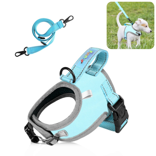 FunAdd Traction Rope Reflective Breathable Nylon Pet Vest Dog Harness, Size: S (Blue)