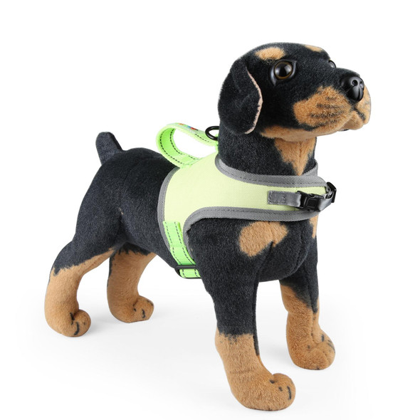 FunAdd Traction Rope Reflective Breathable Nylon Pet Vest Dog Harness, Size: S (Green)