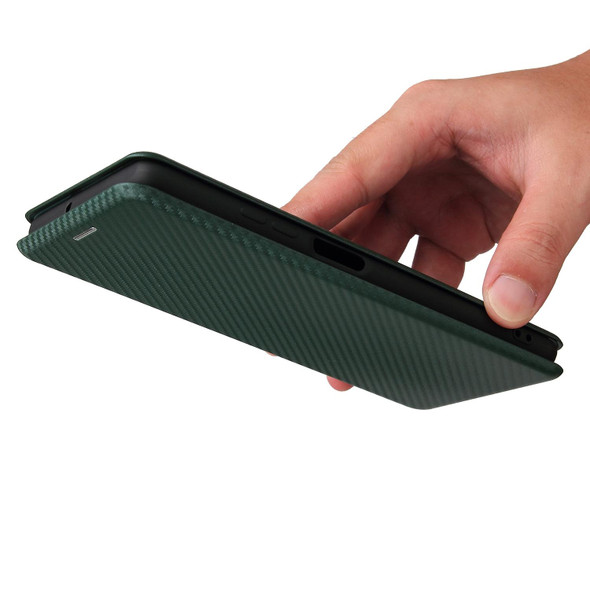Blackview A100 Carbon Fiber Texture Magnetic Horizontal Flip TPU + PC + PU Leatherette Case with Card Slot(Green)