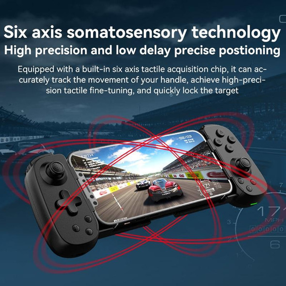 D6  Bluetooth Retractable Gamepad Dual Hall Six-Axis Somatosensory For Android/IPhone /Switch(Black)