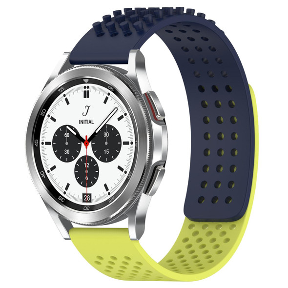 For Samsung  Galaxy Watch 4 Classic 42mm 20mm Holes Breathable 3D Dots Silicone Watch Band(Midnight Blue+Lime Green)