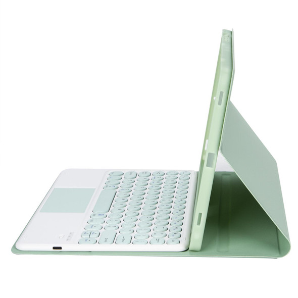 YT102B-A Detachable Candy Color Skin Feel Texture Round Keycap Bluetooth Keyboard Leather Case with Touch Control - iPad 10.2 2020 & 2019 / Air 2019 / Pro 10.5 inch(Light Green)