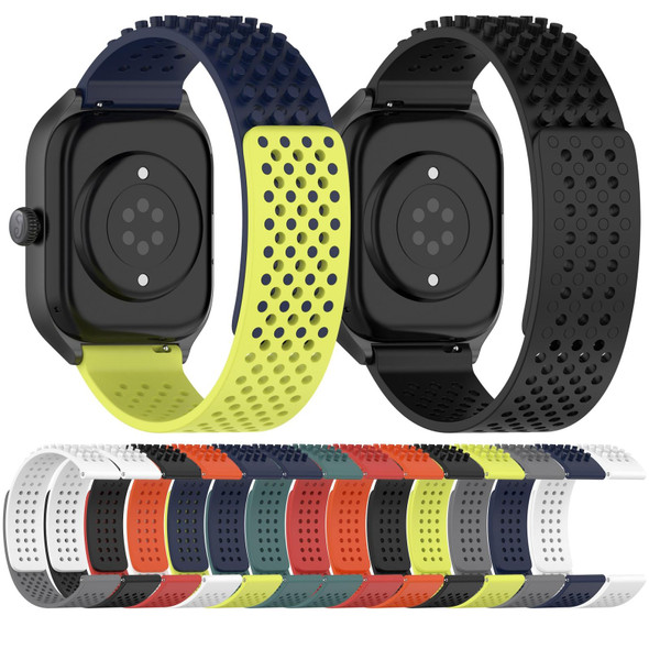 For Xiaomi Haylou RS4 LS12 22mm Holes Breathable 3D Dots Silicone Watch Band(Lime Green)