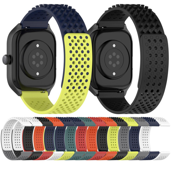 For Xiaomi Haylou RT LS05S 22mm Holes Breathable 3D Dots Silicone Watch Band(Midnight Blue+Lime Green)