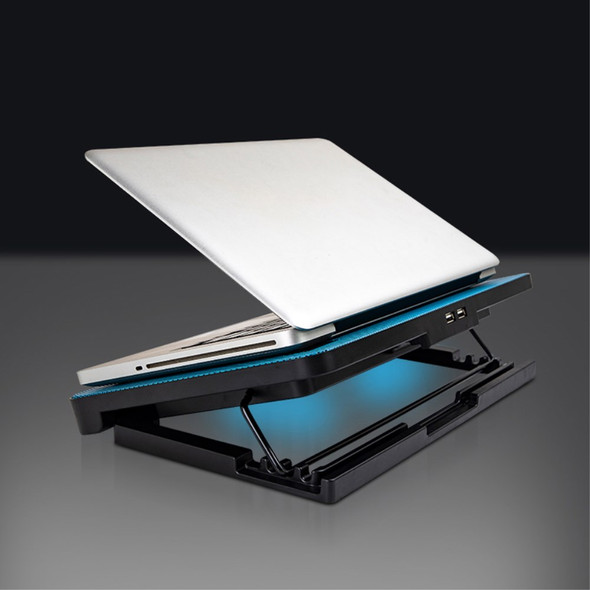 N99F2 Dual Fan Laptop Cooler Cooling Fan Portable Slim Notebook Cooling Pad with Adjustable Stand - Blue