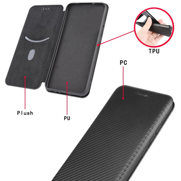 Blackview A80 Pro Carbon Fiber Texture Magnetic Horizontal Flip TPU + PC + PU Leatherette Case with Card Slot(Black)