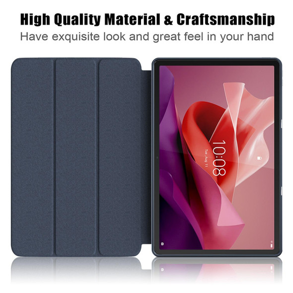 For Lenovo Tab P12 12.7 2023 3-folding TPU Smart Leatherette Tablet Case(Dark Blue)