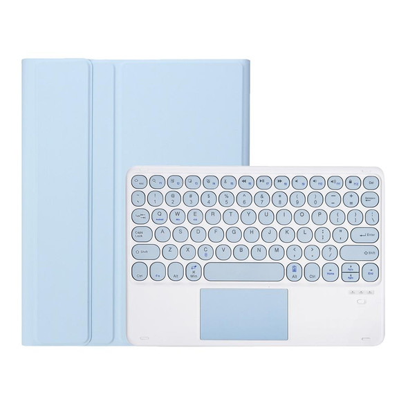 YT11B-A Detachable Candy Color Skin Feel Texture Round Keycap Bluetooth Keyboard Leather Case with Touch Control - iPad Pro 11 inch 2020 & 2018(White Ice)