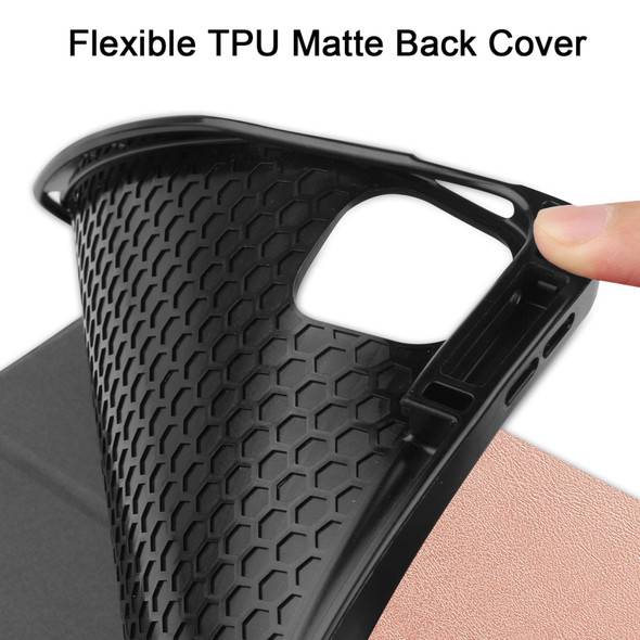 Horizontal Flip Honeycomb TPU + PU Leather Tablet Case with Three-folding Holder & Sleep / Wake-up Function & Pen Slot - iPad Pro 12.9 (2021)(Rose Gold)