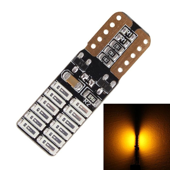 2 PCS T10 4.8W 720LM Yellow Light 24 SMD 4014 LED Error-Free Canbus Car Clearance Lights Lamp, DC 12V