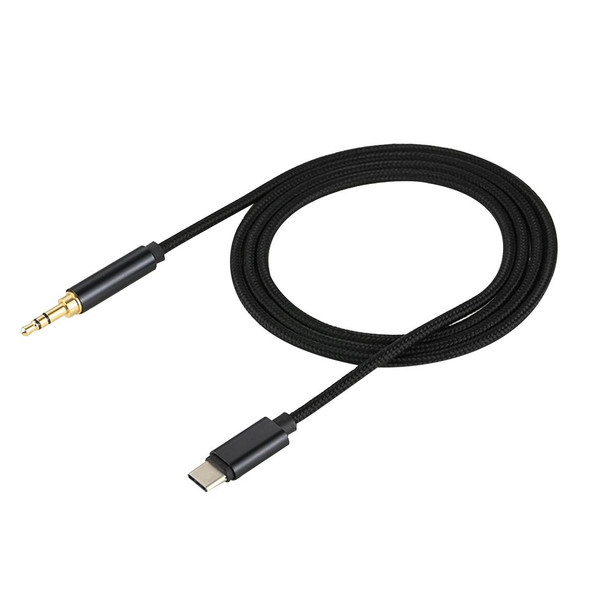 1m Weave Style Type-C Male to 3.5mm Male Audio Cable, - Galaxy S8 & S8 + / LG G6 / Huawei P10 & P10 Plus and other Smartphones(Black)