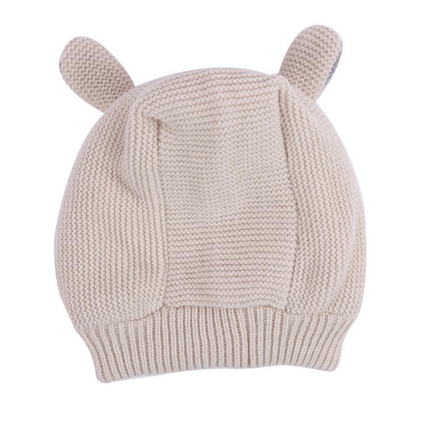 Autumn And Winter Warm Knitted Rabbit Ears Pet Hat(Beige)