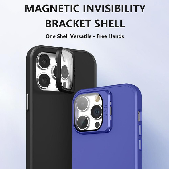 For iPhone 14 Pro Max Skin Feel Lens Holder PC + TPU Phone Case(Space Blue)