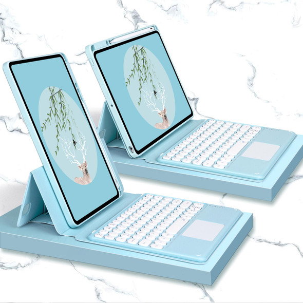 Bluetooth Keyboard Leatherette Case with Touchpad & Rotatable Bottom Case - iPad 10.2 2021 & 2020 & 2019 / Air 2019 / Pro 10.5 inch(Sky Blue)