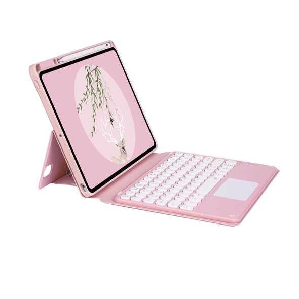 Bluetooth Keyboard Leatherette Case with Touchpad & Rotatable Bottom Case - iPad 10.2 2021 & 2020 & 2019 / Air 2019 / Pro 10.5 inch(Light Pink)