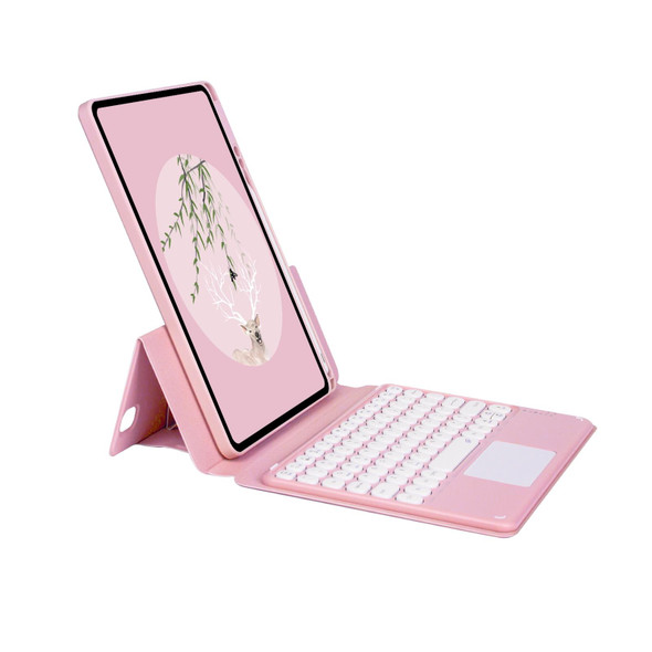 Bluetooth Keyboard Leatherette Case with Touchpad & Rotatable Bottom Case - iPad 10.2 2021 & 2020 & 2019 / Air 2019 / Pro 10.5 inch(Light Pink)