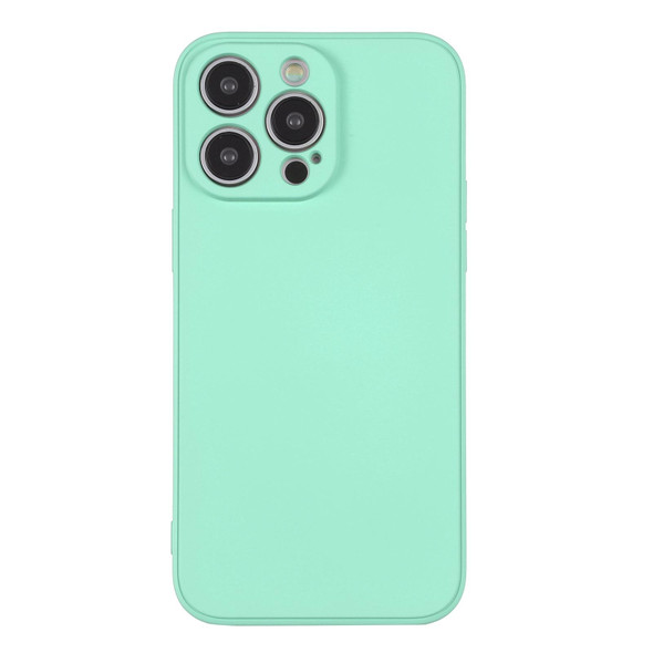 For iPhone 15 Pro Silicone Phone Case with Wrist Strap(Mint Green)