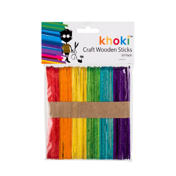 Wood Art Craft Colour Sticks 50-Piece