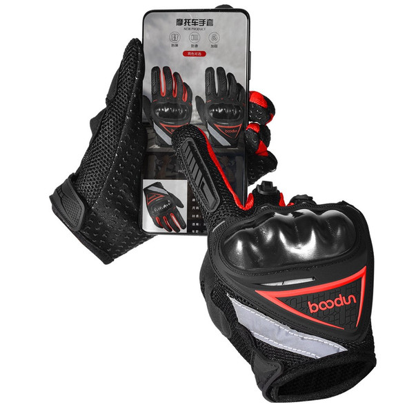 BOODUN 4281098 Full Finger Bicycle Anti-slip Gloves Wear-resistant Gloves Anti-Collision Hands Protectors with Reflective Stripes for Cycling Riding 