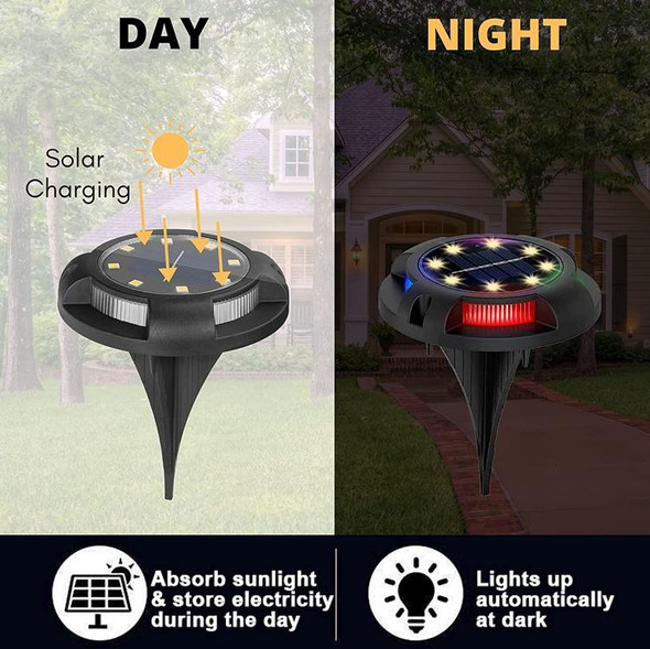 Outdoor Solar Underground Lamp Rotating Buried Lawn Lamp , Spec: 8 LEDs Warm+Color Light (Plastic Shell)
