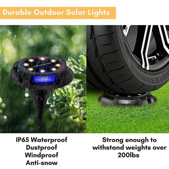 Outdoor Solar Underground Lamp Rotating Buried Lawn Lamp , Spec: 8 LEDs Warm+Color Light (Plastic Shell)