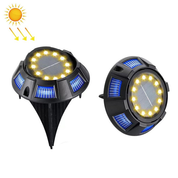 Outdoor Solar Underground Lamp Rotating Buried Lawn Lamp , Spec: 8 LEDs Warm+Blue Light (Plastic Shell)