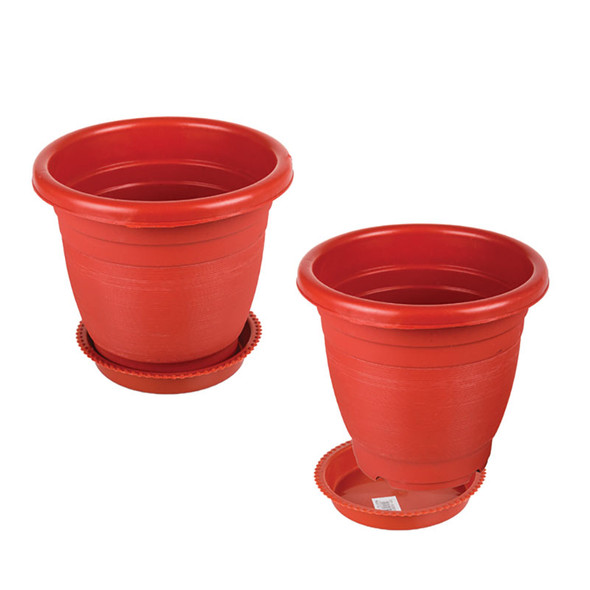 Planter with Tray 19x15cm Round Terracotta