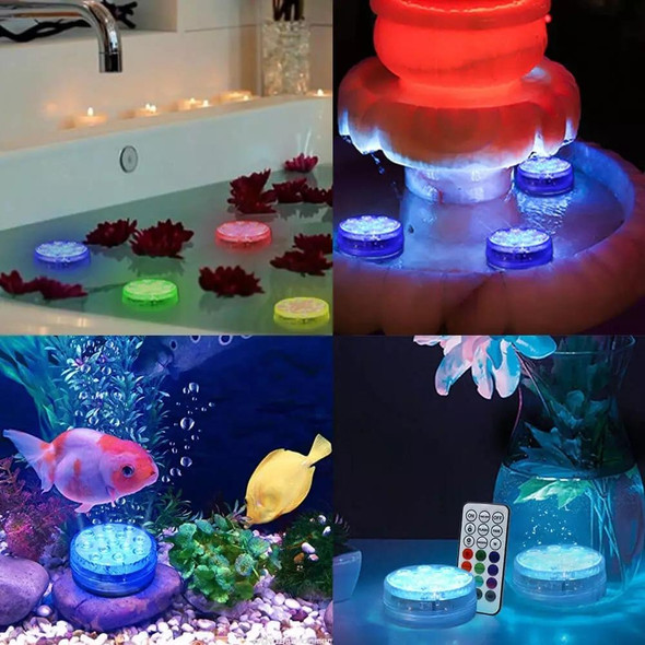 LED Remote Control Diving Light Pool Waterproof Underwater Lamp, Spec: 7cm 13 LEDs+RF21-key Remote Control(4 PCS + 4 Remote Control)
