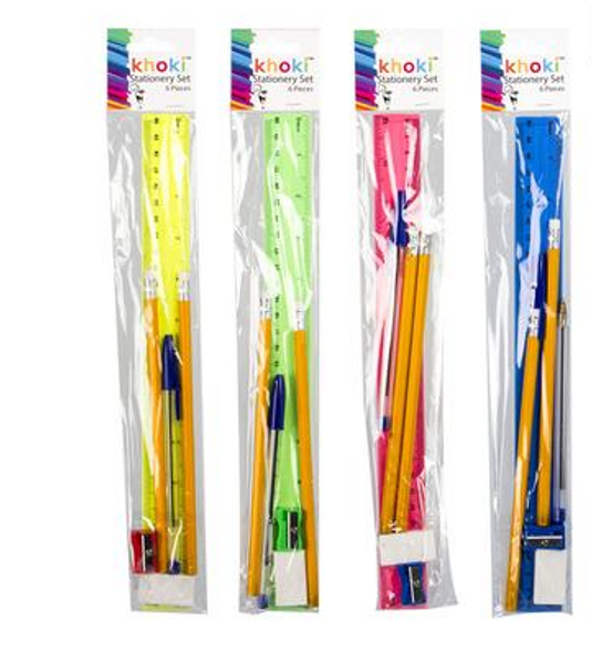 6pc Back To School Stationery Set - Pencils, Ruler, Pen & More