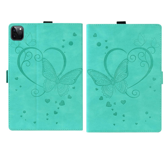 Love Butterfly Pattern Horizontal Flip Leather Tablet Case with Holder & Sleep / Wake-up Function - iPad Pro 12.9 (2020) (2021)(Green)