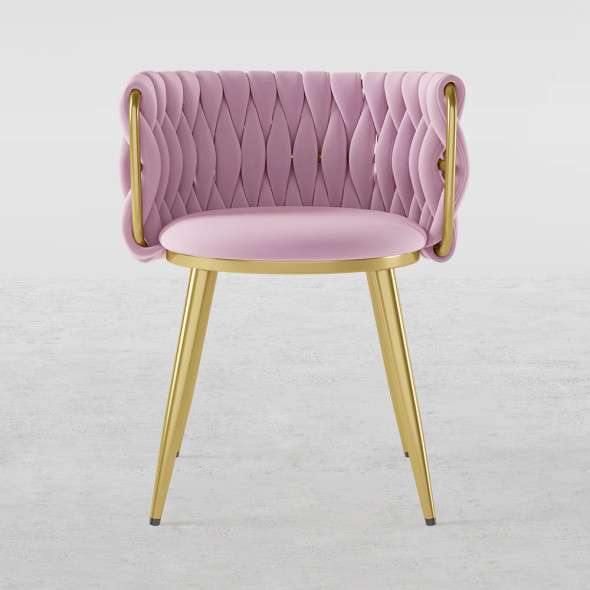 Nu Home- Nordic Pink Round Accent Chair with Velvet Upholstery