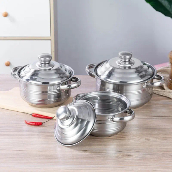 Durable 3 Piece Stainless Steel Non-Stick Cookware Set