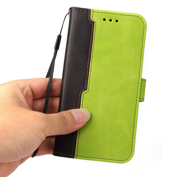 Business Stitching-Color Horizontal Flip PU Leatherette Case with Holder & Card Slots & Photo Frame - iPhone 12 Pro Max(Green)