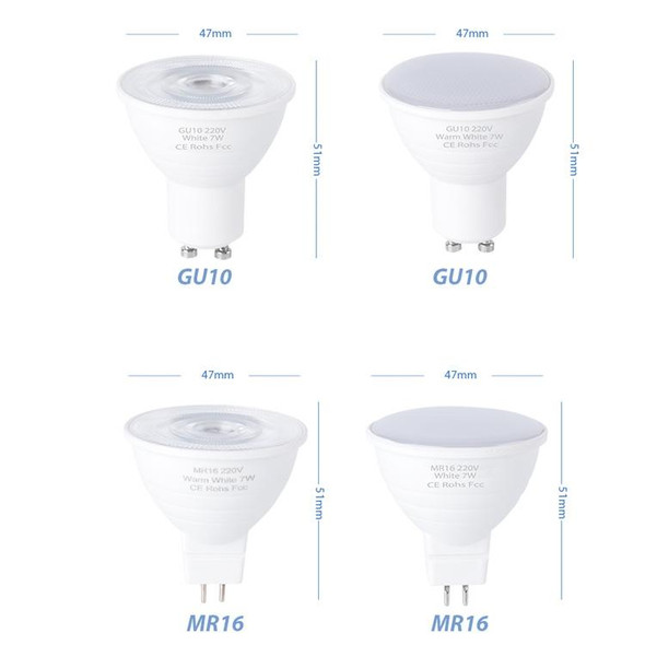 4 PCS LED Light Cup 2835 Patch Energy-Saving Bulb Plastic Clad Aluminum Light Cup, Power: 7W 12 Beads(GU10 Transparent Cover (Cold Light))