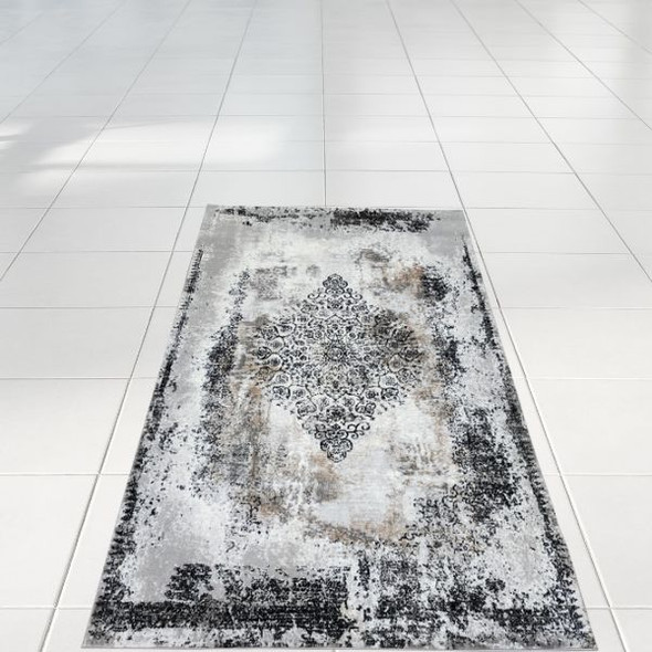 Grey Black Vintage Design Carpet 230 x 160 cm