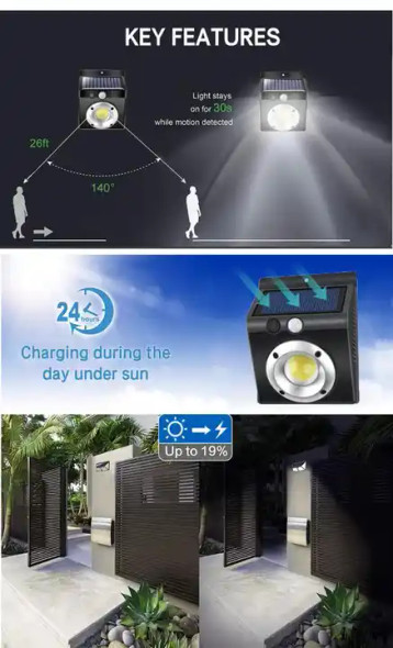 COB Solar Powered Led Wall Light