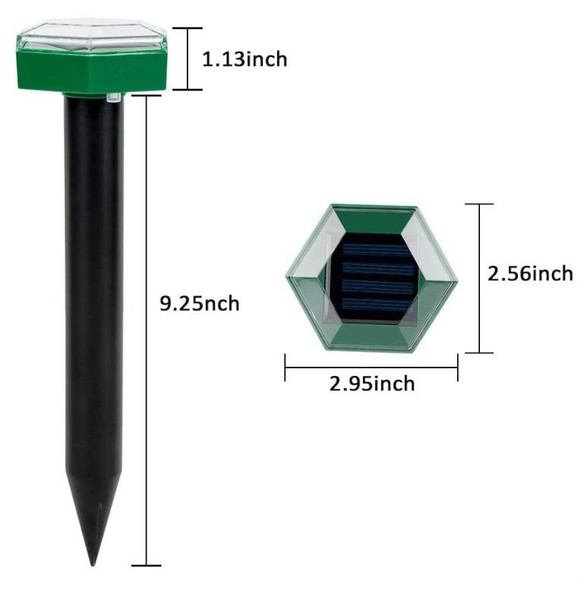 Outdoor Hexagonal Solar Ultrasonic Mole Repeller Inserted Into The Lawn Outdoor Animal Repeller(Green)