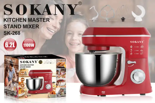 Sokany 6.2L 1100W Stand Mixer with Stainless Steel Bowl